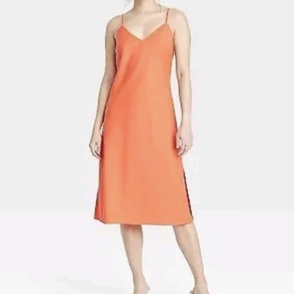 a new day Dresses & Skirts - NEW Women's A NEW Day Orange Silky Spaghetti Strap Dress Large